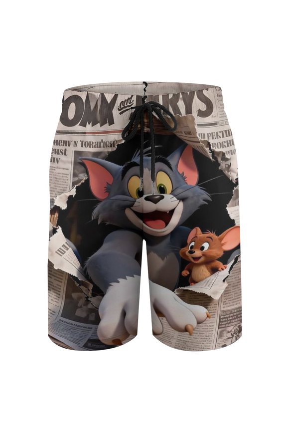 Tom Cat Jery Beach Short Boys Swim Trunk Quick Dry Shorts With Mesh Liner