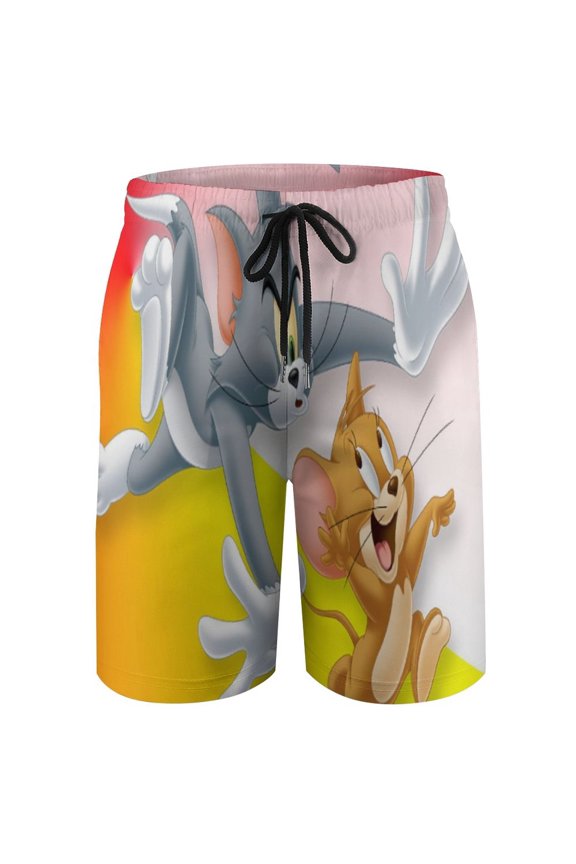 Tom Cat Jery Beach Short Boys Swim Trunk Quick Dry Shorts With Mesh Liner