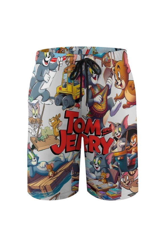 Tom Cat Jery Beach Short Boys Swim Trunk Quick Dry Shorts With Mesh Liner