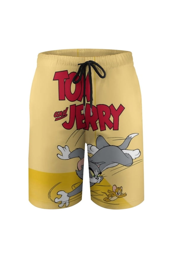 Tom Cat Jery Beach Short Boys Swim Trunk Quick Dry Shorts With Mesh Liner