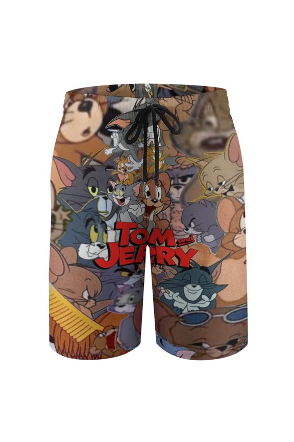 Tom Cat Jery Beach Short Boys Swim Trunk Quick Dry Shorts With Mesh Liner