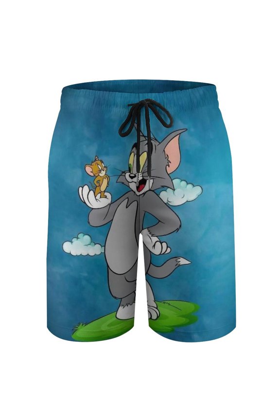 Tom Cat Jery Beach Short Boys Swim Trunk Quick Dry Shorts With Mesh Liner