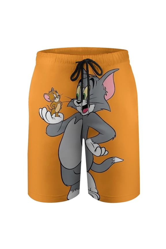 Tom Cat Jery Beach Short Boys Swim Trunk Quick Dry Shorts With Mesh Liner