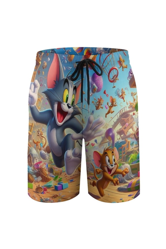 Tom Cat Jery Beach Short Boys Swim Trunk Quick Dry Shorts With Mesh Liner