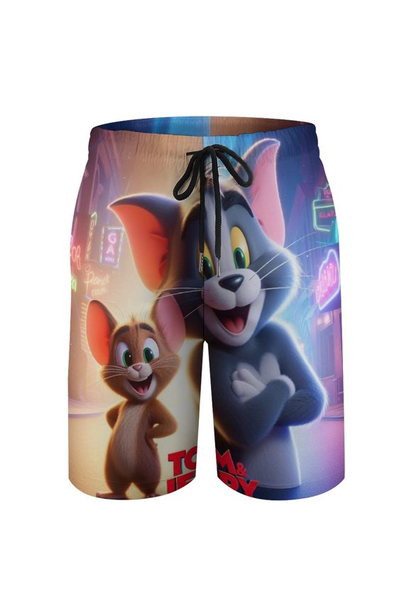 Tom Cat Jery Beach Short Boys Swim Trunk Quick Dry Shorts With Mesh Liner