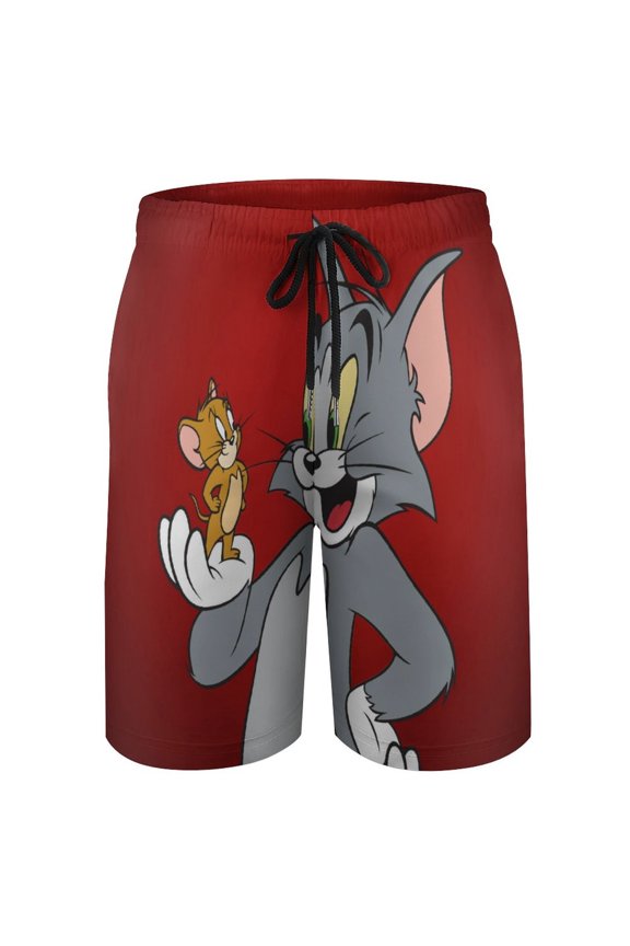 Tom Cat Jery Beach Short Boys Swim Trunk Quick Dry Shorts With Mesh Liner