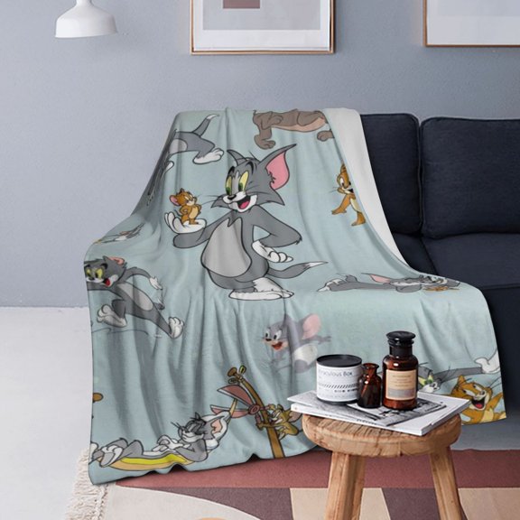 Tom Cat Jery Flannel Blanket 3d Printing Throw Blanket Unisex Super Soft Plush Blanket For Bedding Sofa 40"X30"