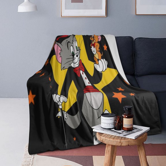 Tom Cat Jery Flannel Blanket 3d Printing Throw Blanket Unisex Super Soft Plush Blanket For Bedding Sofa 40"X30"