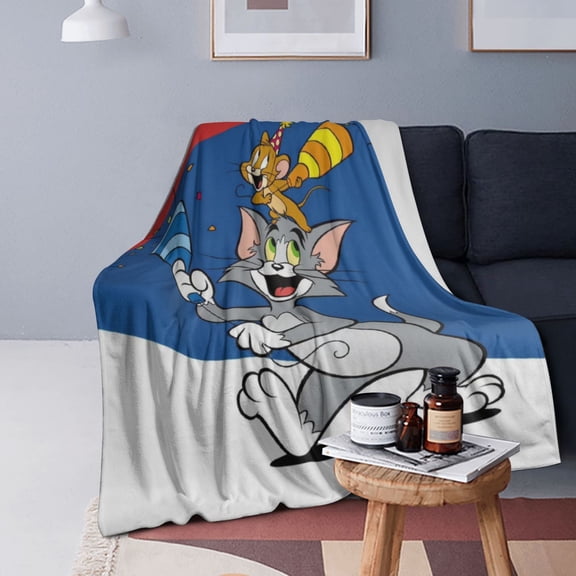 Tom Cat Jery Flannel Blanket 3d Printing Throw Blanket Unisex Super Soft Plush Blanket For Bedding Sofa 50"X40"