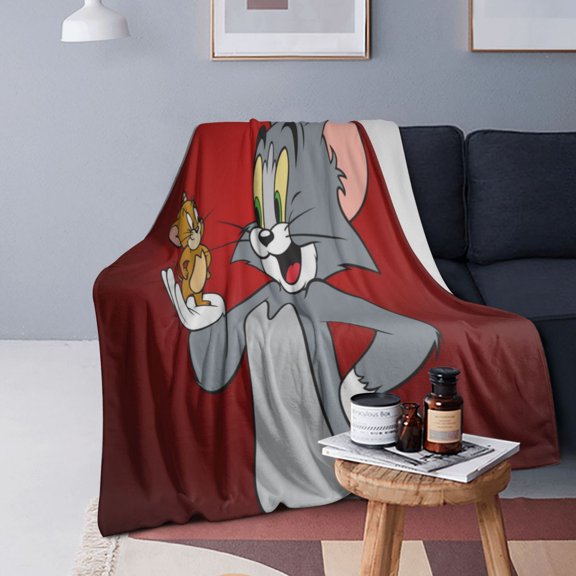 Tom Cat Jery Flannel Blanket 3d Printing Throw Blanket Unisex Super Soft Plush Blanket For Bedding Sofa 50"X40"