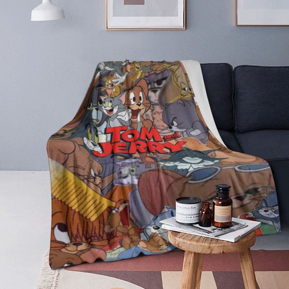 Tom Cat Jery Flannel Blanket 3d Printing Throw Blanket Unisex Super Soft Plush Blanket For Bedding Sofa 50"X40"