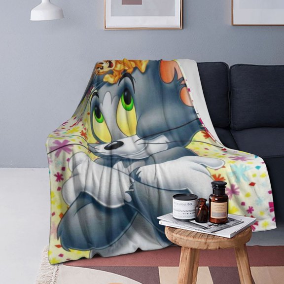 Tom Cat Jery Flannel Blanket 3d Printing Throw Blanket Unisex Super Soft Plush Blanket For Bedding Sofa 50"X40"