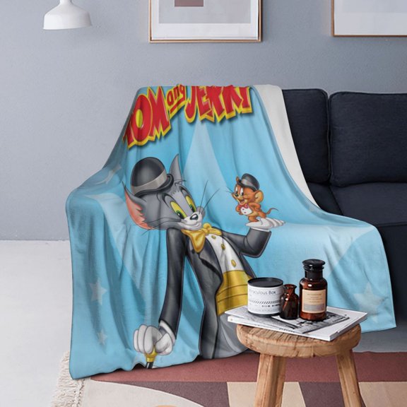 Tom Cat Jery Flannel Blanket 3d Printing Throw Blanket Unisex Super Soft Plush Blanket For Bedding Sofa 60"X50"