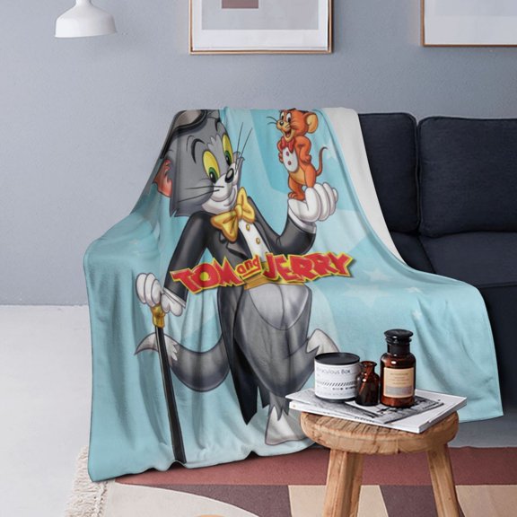 Tom Cat Jery Flannel Blanket 3d Printing Throw Blanket Unisex Super Soft Plush Blanket For Bedding Sofa 60"X50"