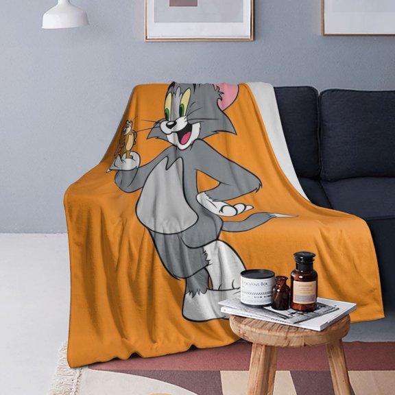 Tom Cat Jery Flannel Blanket 3d Printing Throw Blanket Unisex Super Soft Plush Blanket For Bedding Sofa 80"X60"