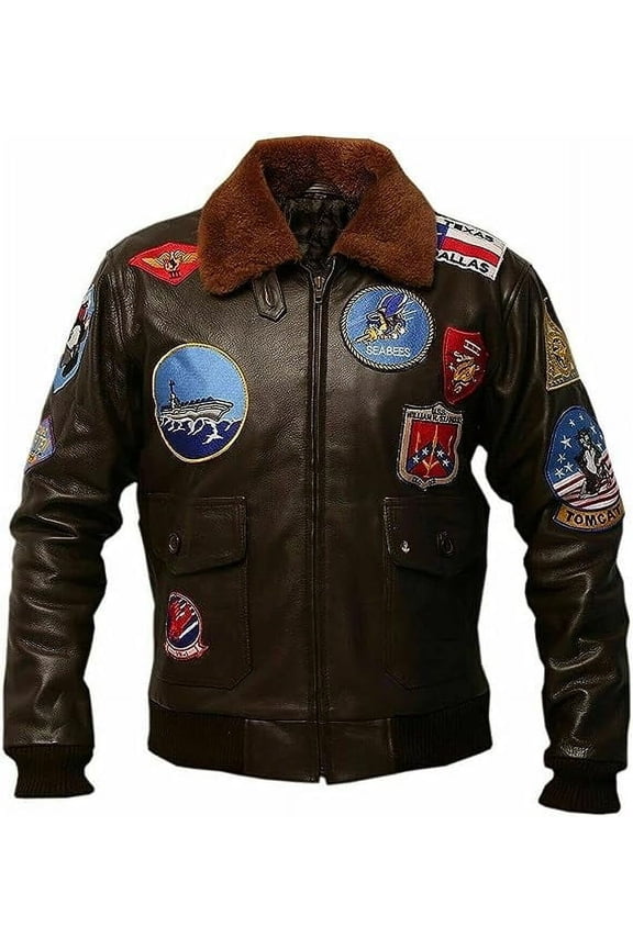 Tom Cruise Bomber Jacket, Top Jacket For Men, Maverick Leather jacket, WWII Bomber Jacket, Flight Jacket (4X-Large, Brown Real Leather)