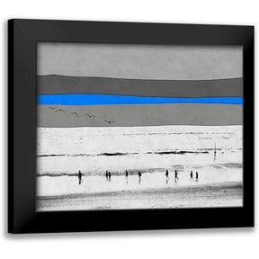 Tom, Ella 14x12 Black Modern Framed Museum Art Print Titled - Beach Stroll at Dusk