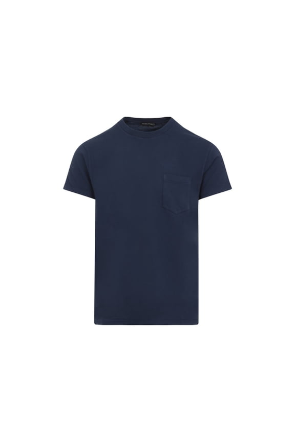 Blue Cotton-Elastane Blend T-Shirt With Crew Neckline (Men's)