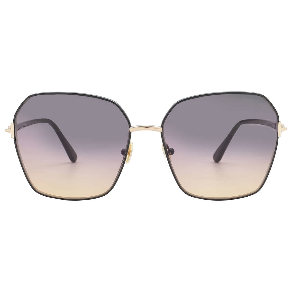 Tom Ford 62MM Metal Geometric Gradient Claudia Sunglasses TOM FORD Claudia-02 FT0839 01D Black Smoke Polarized Metal  main image 2