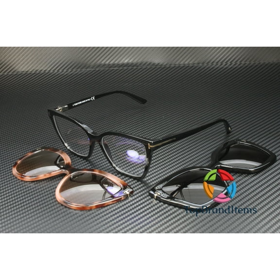 Tom Ford FT 5641B Eyeglasses 001 Black, Blue Block/ Clips: Black & Smoke, Pink Havana & Rose Flash
