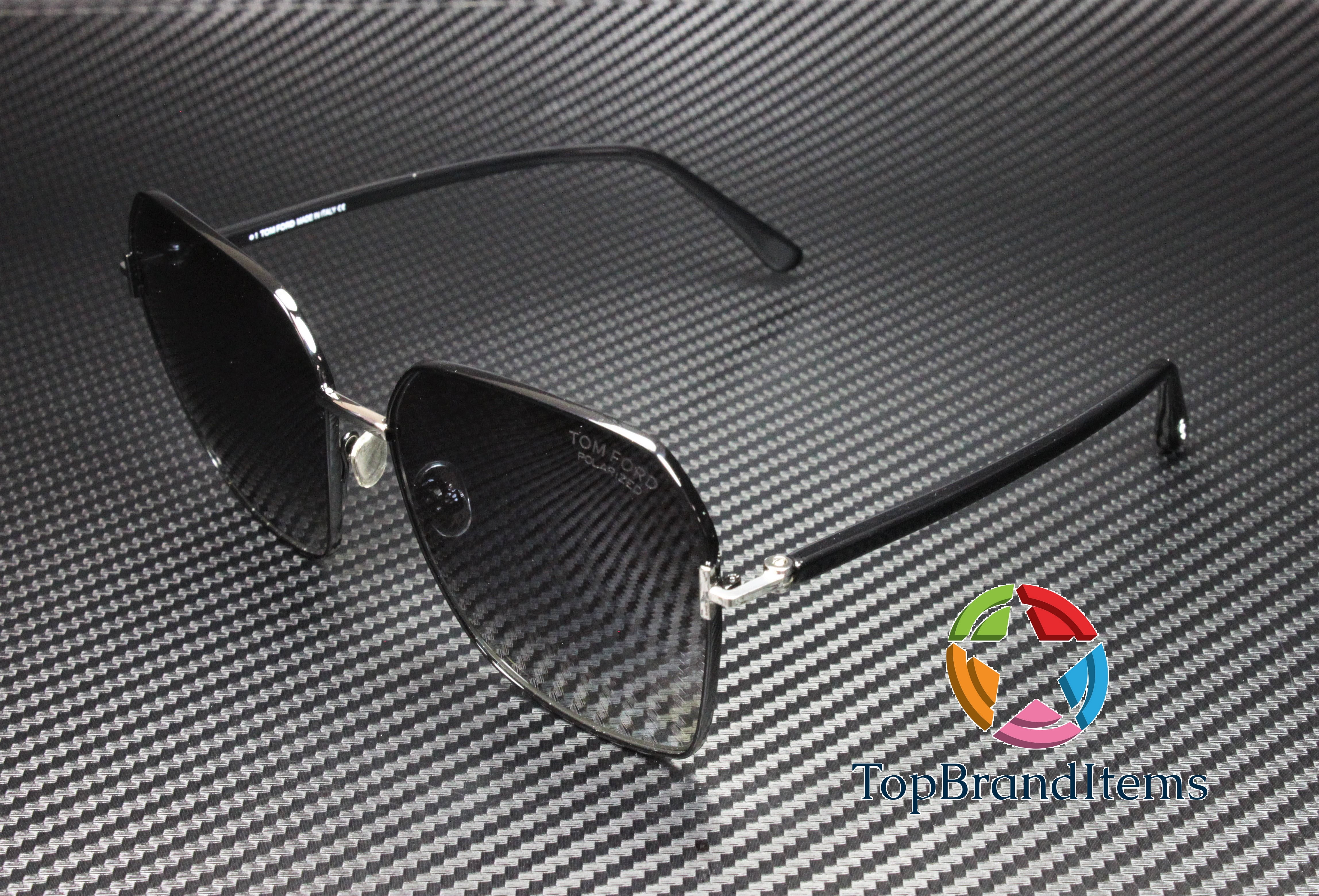 TOM FORD Claudia-02 FT0839 01D Black Smoke Polarized Metal 
