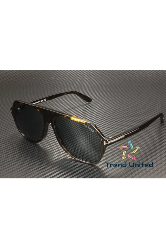 FT0934 52V Hayes Plastic Dark Havana Blue 59 mm Men's Sunglasses