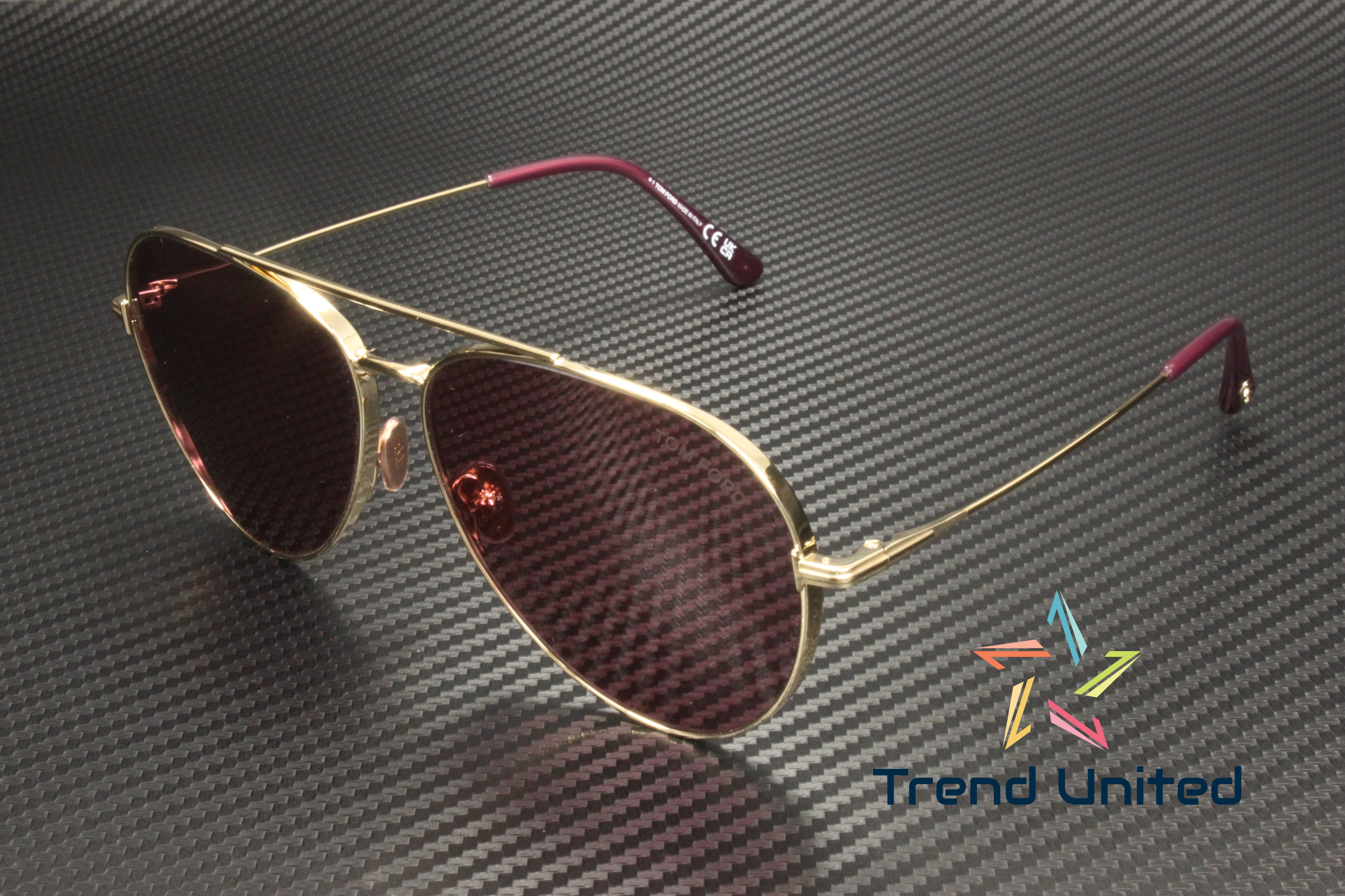 Tom Ford Aviator FT0996 32Y Gold Metal Frame, Violet 62mm  display picture 1
