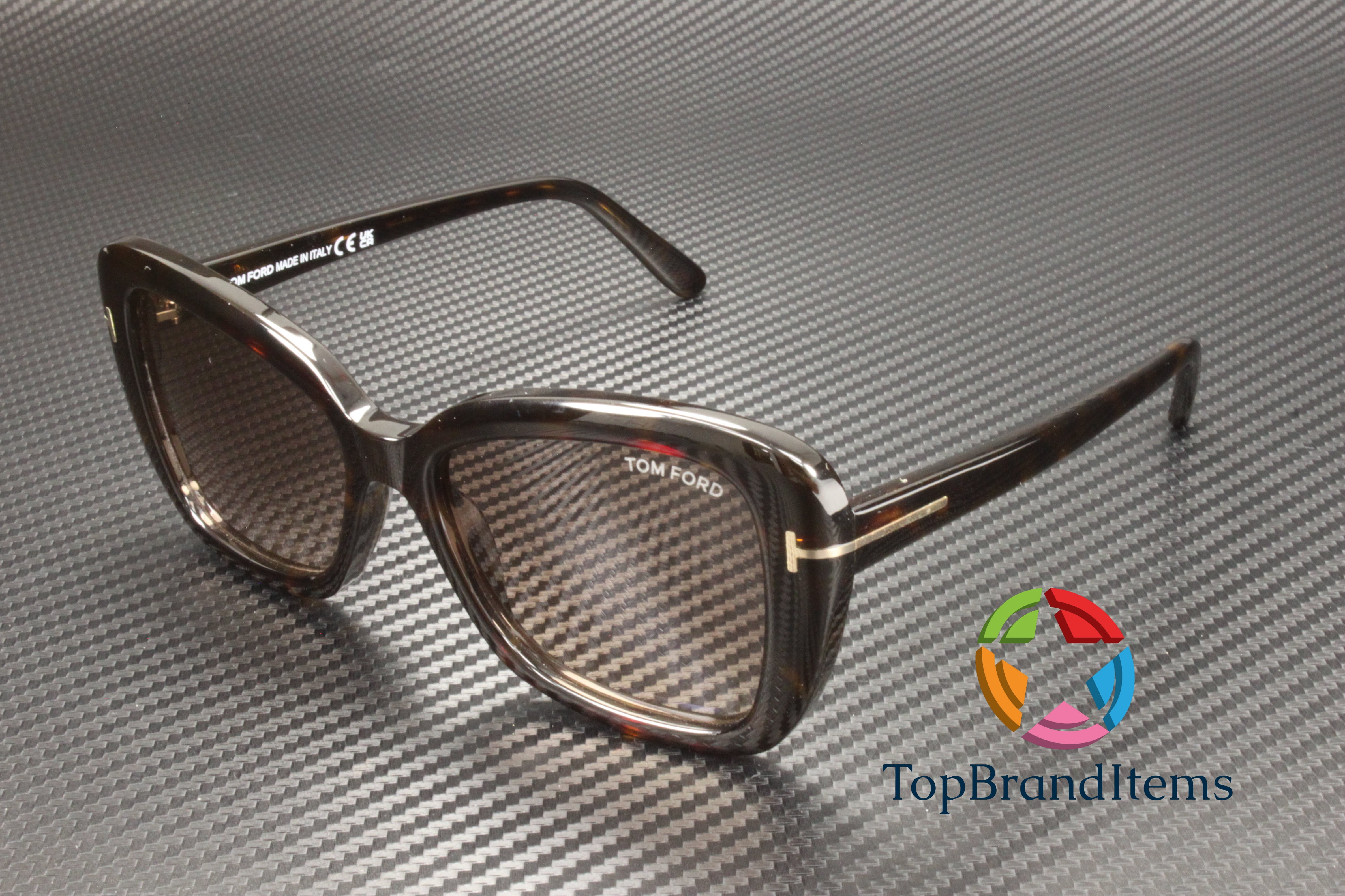 Tom Ford FT1008 52F Plastic Dark Havana Gradient Brown 55 mm  display picture 3