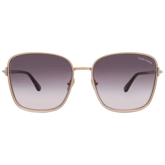 Tom Ford FT1029 28B Metal Shiny Rose Gold Gradient Smoke 57mm Women's Sunglasses