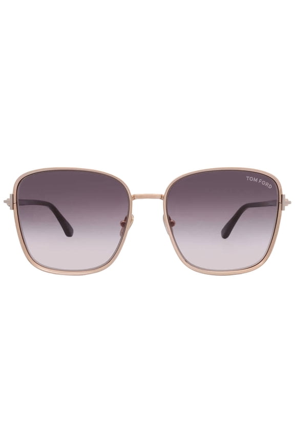 FT1029 28B Metal Shiny Rose Gold Gradient Smoke 57mm Women's Sunglasses