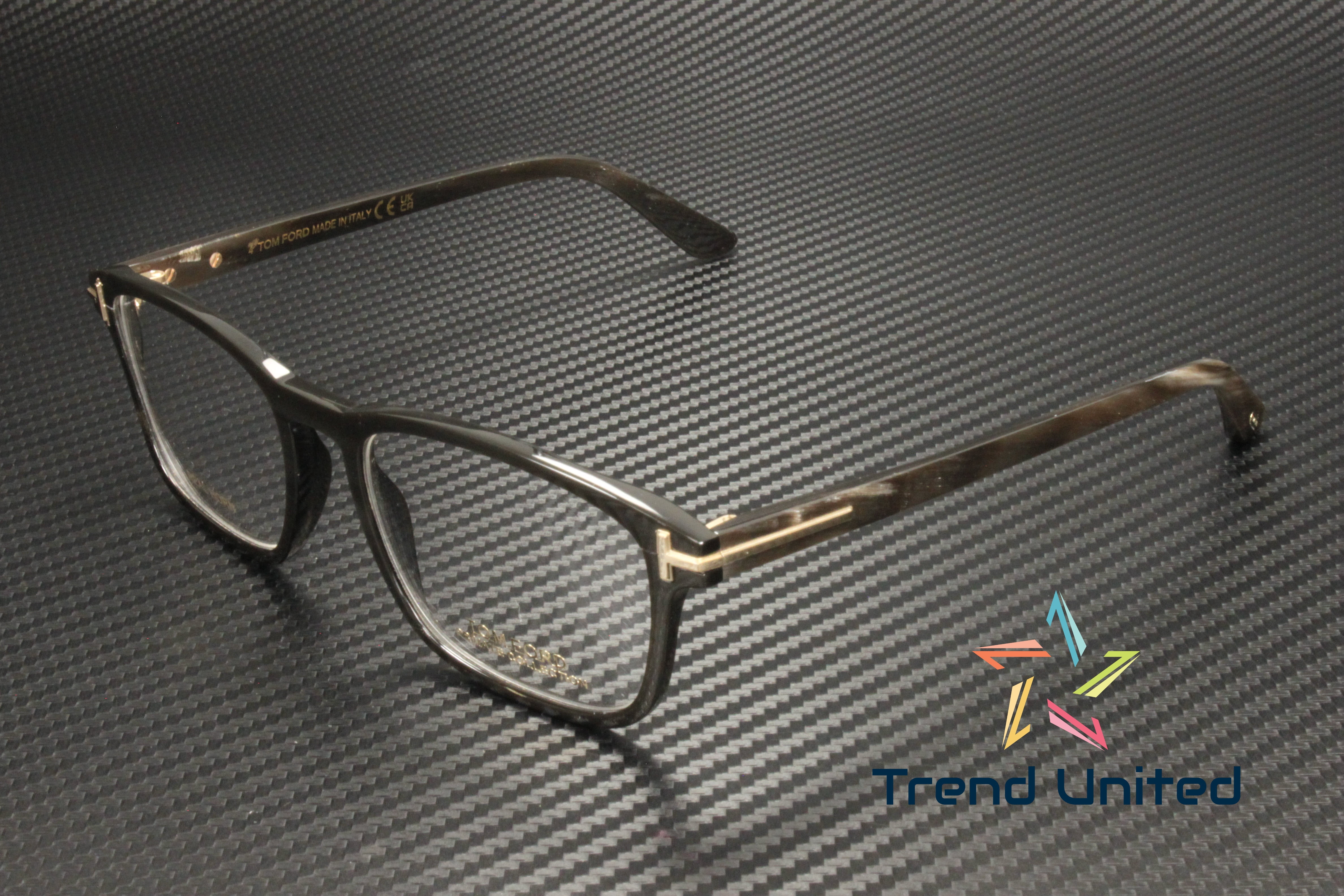 Tom Ford FT5718 P 063 horn Black Horn 52 mm Men's Eyeglasses