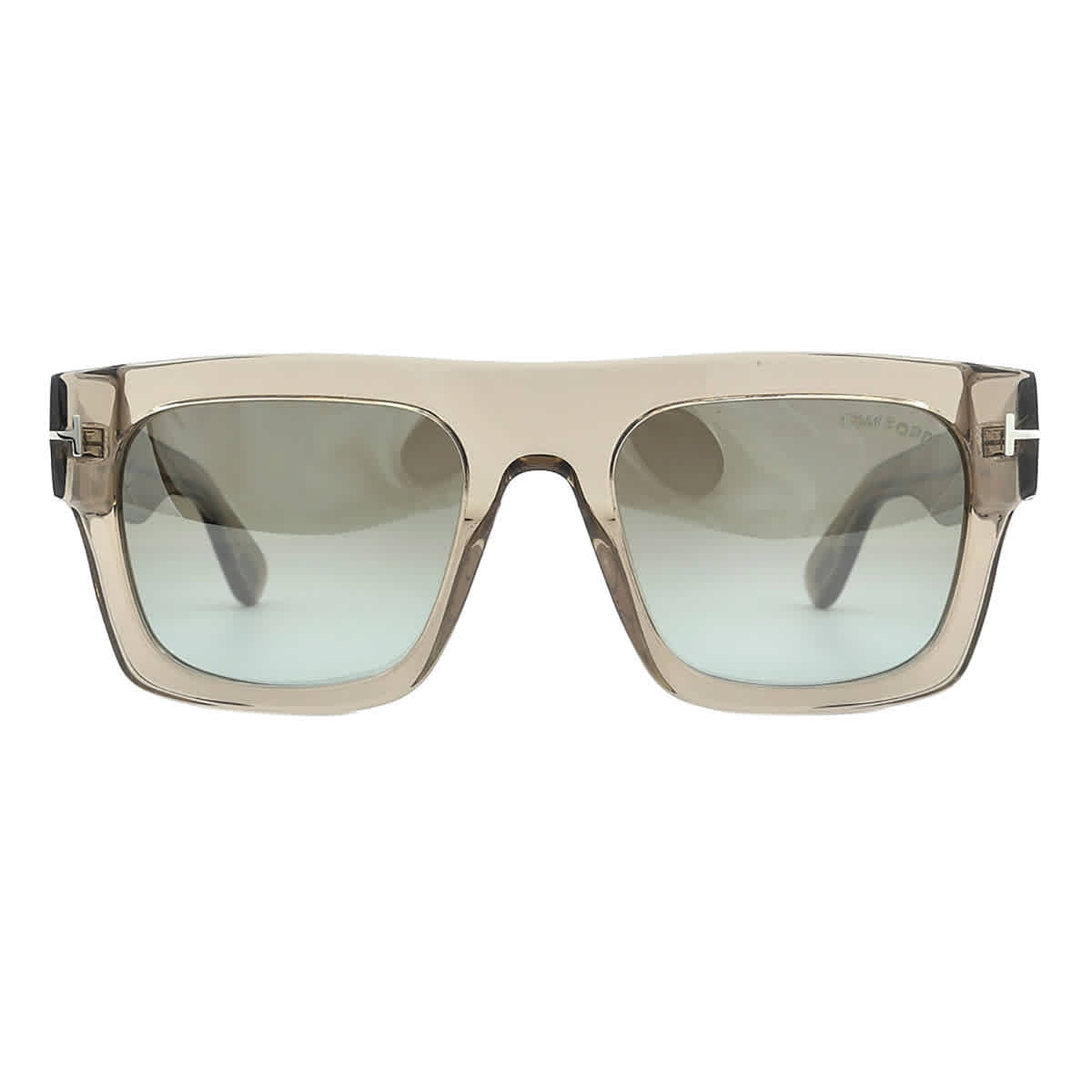 TOM FORD FT0711 47Q Fausto Geometric Lt Brown Green Miror 53 mm Men's Sunglasses