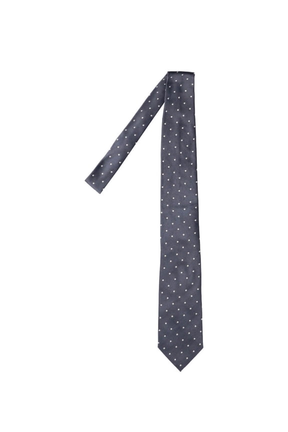 Men's Polka Dot-Patterned Dark Tie With Tapered Design Blue