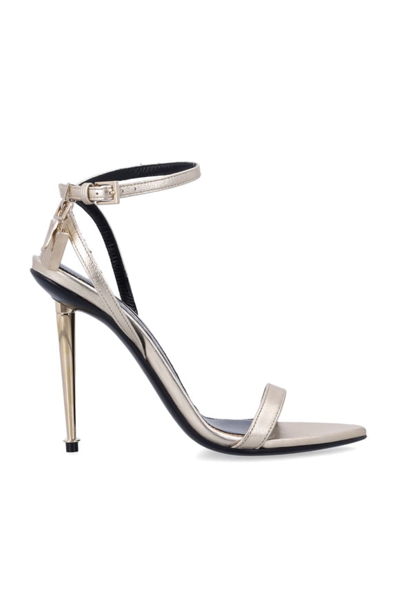 Padlock Metal Spike Heel Sandals Silver (Women's)