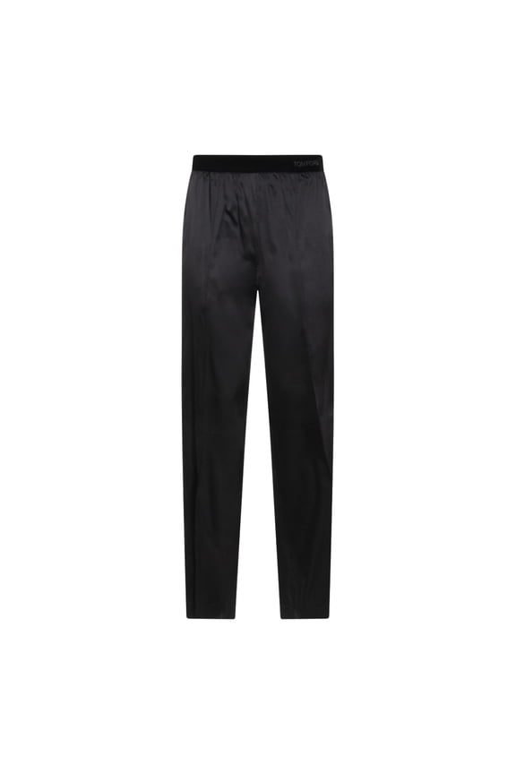 Silk Trousers With Elasticated Waistband And Logo Detail (Women's)