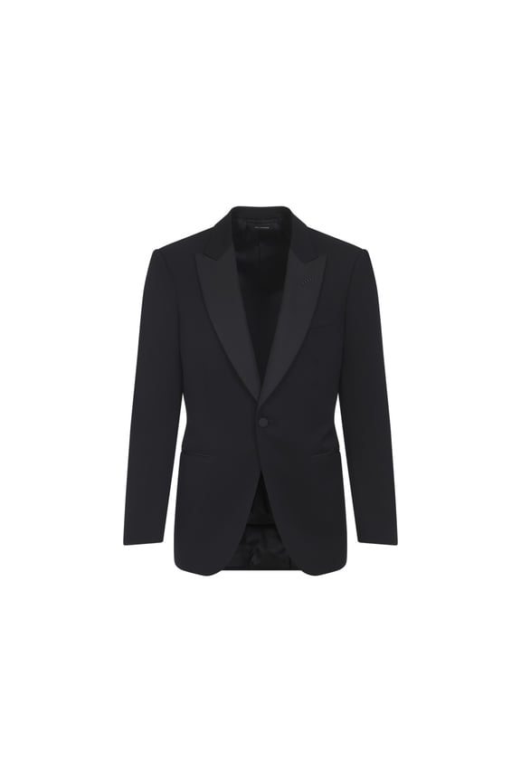 Single-Button Black Wool Blazer (Men's)