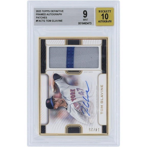 Tom Glavine New York Mets Autographed 2023 Topps Definitive 2 Color Relic Framed #FAC-TG #14/25 BGS Authenticated 9/10 Card - Fanatics Authentic Certified