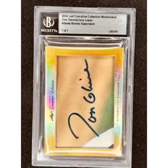 Tom Glavine and Javy Lopez 2014 Leaf Masterpiece Cut Signature certified autograph card 1/1 Braves