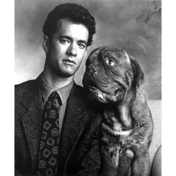 Tom Hanks wearing a patterned tie and a dog Photo Print (24 x 30)