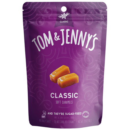 Tom & Jenny’s Soft Caramels Candy SugarFree Caramel Candy 1 Bag Classic