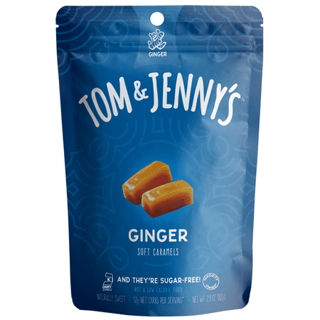 Tom & Jenny’s Soft Caramels Candy SugarFree Caramel Candy 1 Bag Ginger