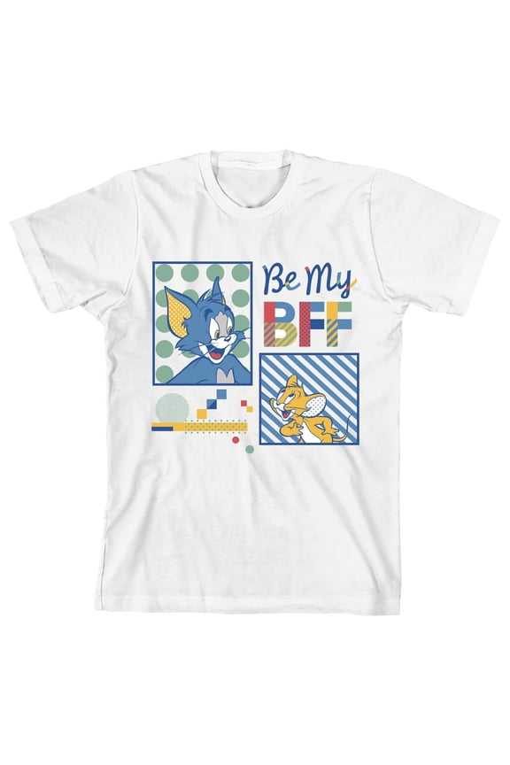Tom & Jerry Be My BFF Toddler Boy's White T-shirt-2T