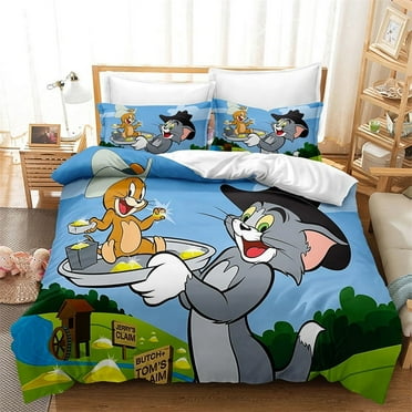 Tom and Jerry Bedding Comforter Cover Set for Girls and boys, Soft, Breathable, Fade Resistant 3 Piece- includes 1 Tom and Jerry Comforter Cover and 2 Pillowcase