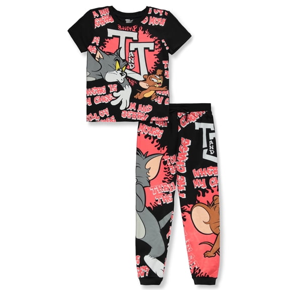 Tom & Jerry Boys' 2-Piece Joggers Set Outfit Color: black Size: 14 - 16