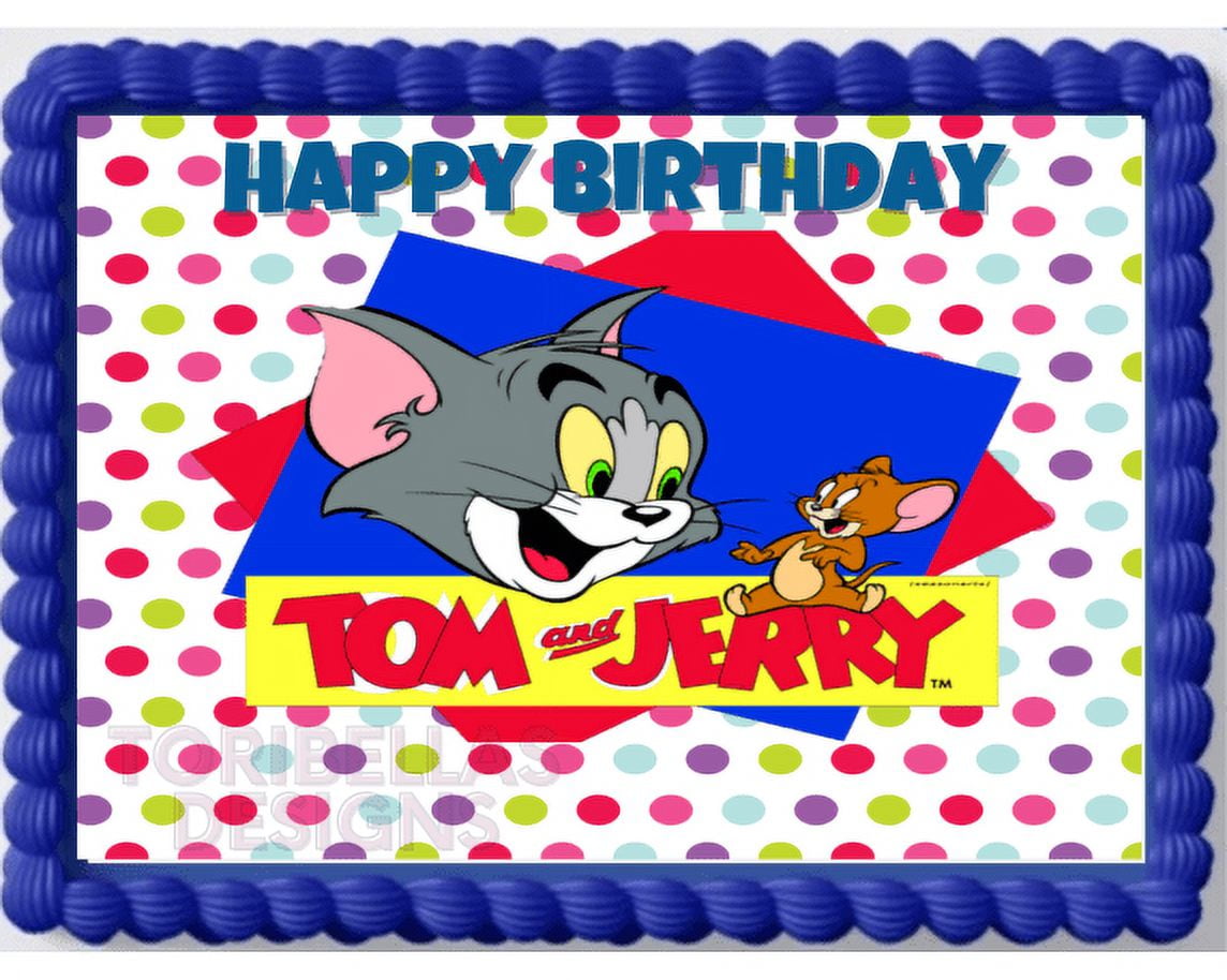 Tom Jerry Cartoon Edible Cake topper Frosting Sheet Happy Birthday