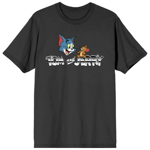 Tom & Jerry Character Title Men's Charcoal Short Sleeve Tee-3XL