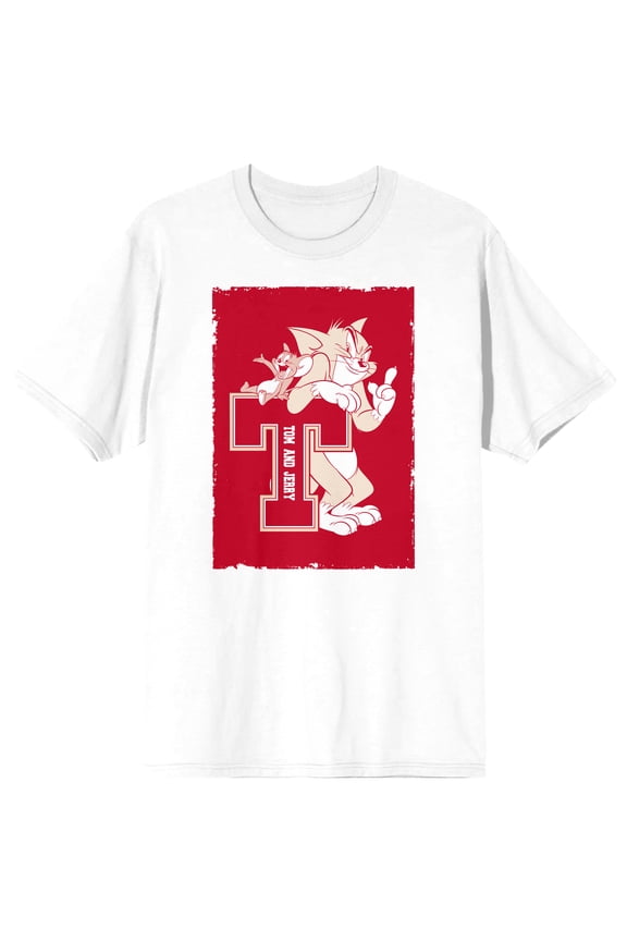 Tom & Jerry Classic Cartoon Character Men's White Graphic Tee - XL