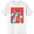 thumbnail image 1 of Tom & Jerry Classic Cartoon Characters Mens White Graphic Tee SHirt - 4XLB, 1 of 2