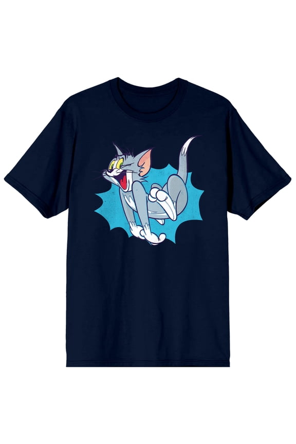 Tom & Jerry Classic Tom Cartoon Character Men's Navy Blue Graphic Tee-S