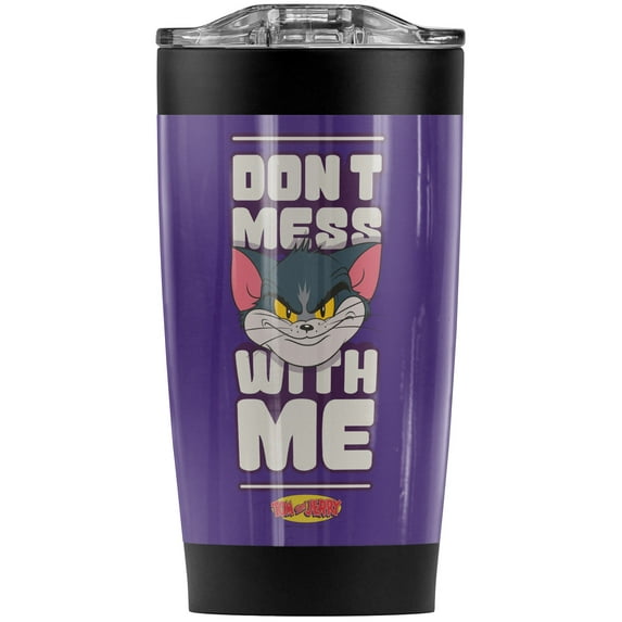 Tom And Jerry/Don'T Mess With Me Stainless Steel Tumbler 20 oz Coffee Travel Mug/Cup, Vacuum Insulated & Double Wall with Leakproof Sliding Lid | Great for Hot Drinks and Cold Beverages